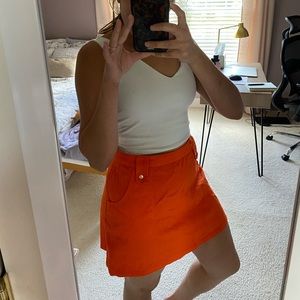 Orange Linen Topshop Skirt